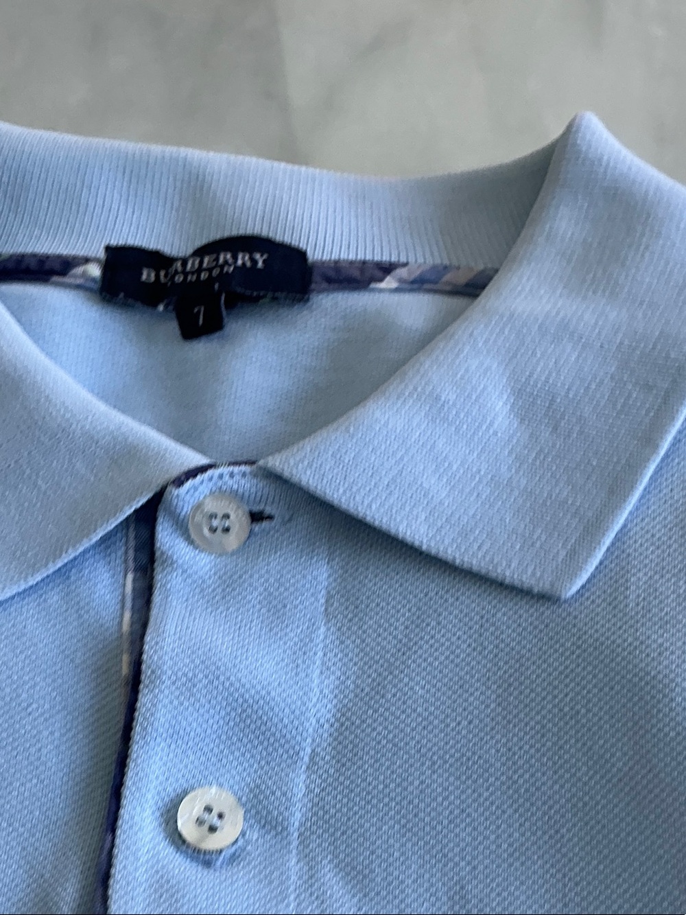 Burberry Light Blue Polo with Signature Trim